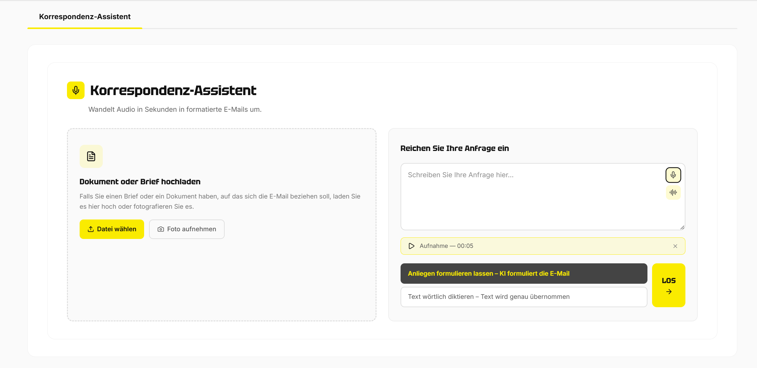 Korrespondenz-Assistent Vorschau